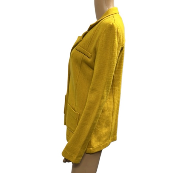 525 America Mustard Yellow Knit 2 Button Blazer Jacket with Pockets Womens Large - Picture 2 of 15